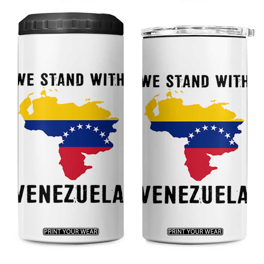 We Stand With Venezuela 4 in 1 Can Cooler Tumbler Venezuelan Flag Unity Graphic TS02 One Size: 16 oz White Print Your Wear