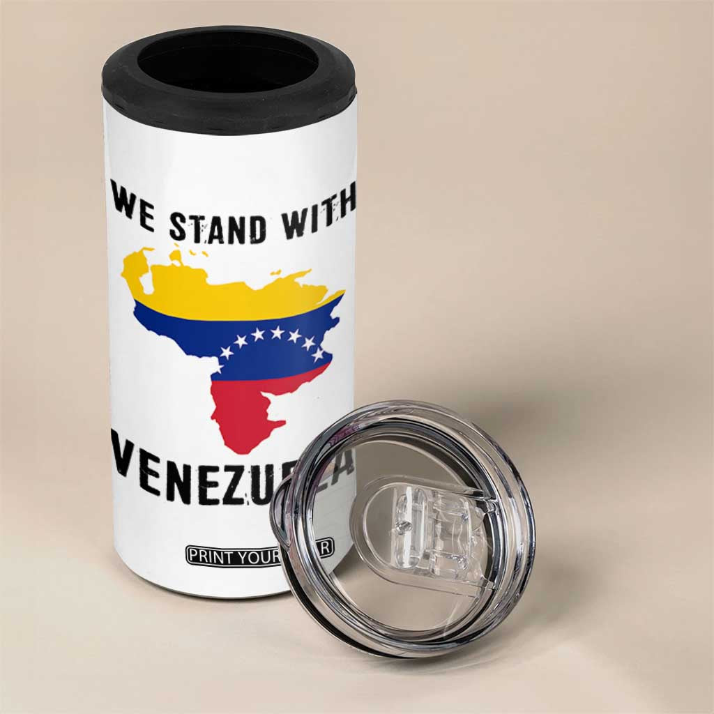 We Stand With Venezuela 4 in 1 Can Cooler Tumbler Venezuelan Flag Unity Graphic TS02 Print Your Wear