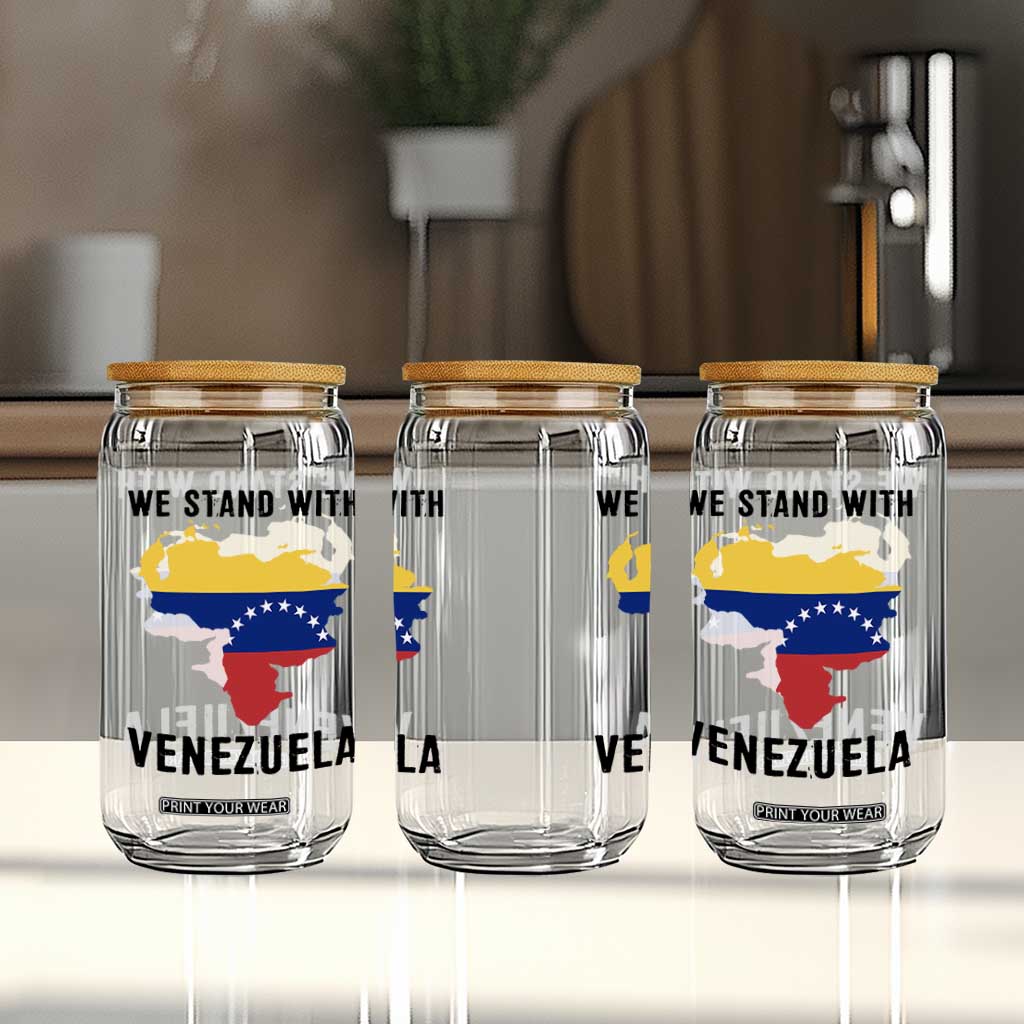 We Stand With Venezuela Glass Can Venezuelan Flag Unity Graphic TS02 Print Your Wear