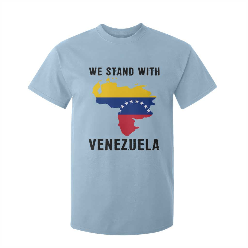 We Stand With Venezuela T Shirt For Kid Venezuelan Flag Unity Graphic TS02 Light Blue Print Your Wear