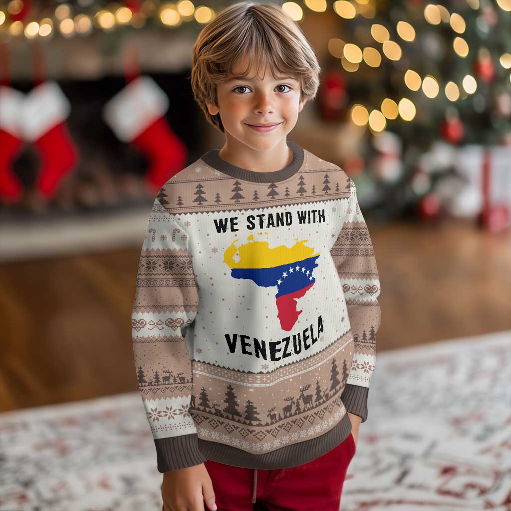 We Stand With Venezuela Ugly Christmas Sweater Venezuelan Flag Unity Graphic TS02 Mocha Mousse Print Your Wear