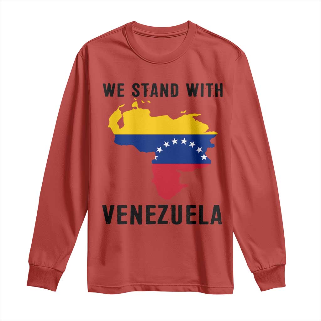 We Stand With Venezuela Long Sleeve Shirt Venezuelan Flag Unity Graphic TS02 Red Print Your Wear
