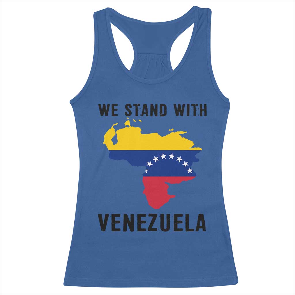 We Stand With Venezuela Racerback Tank Top Venezuelan Flag Unity Graphic TS02 Royal Blue Print Your Wear
