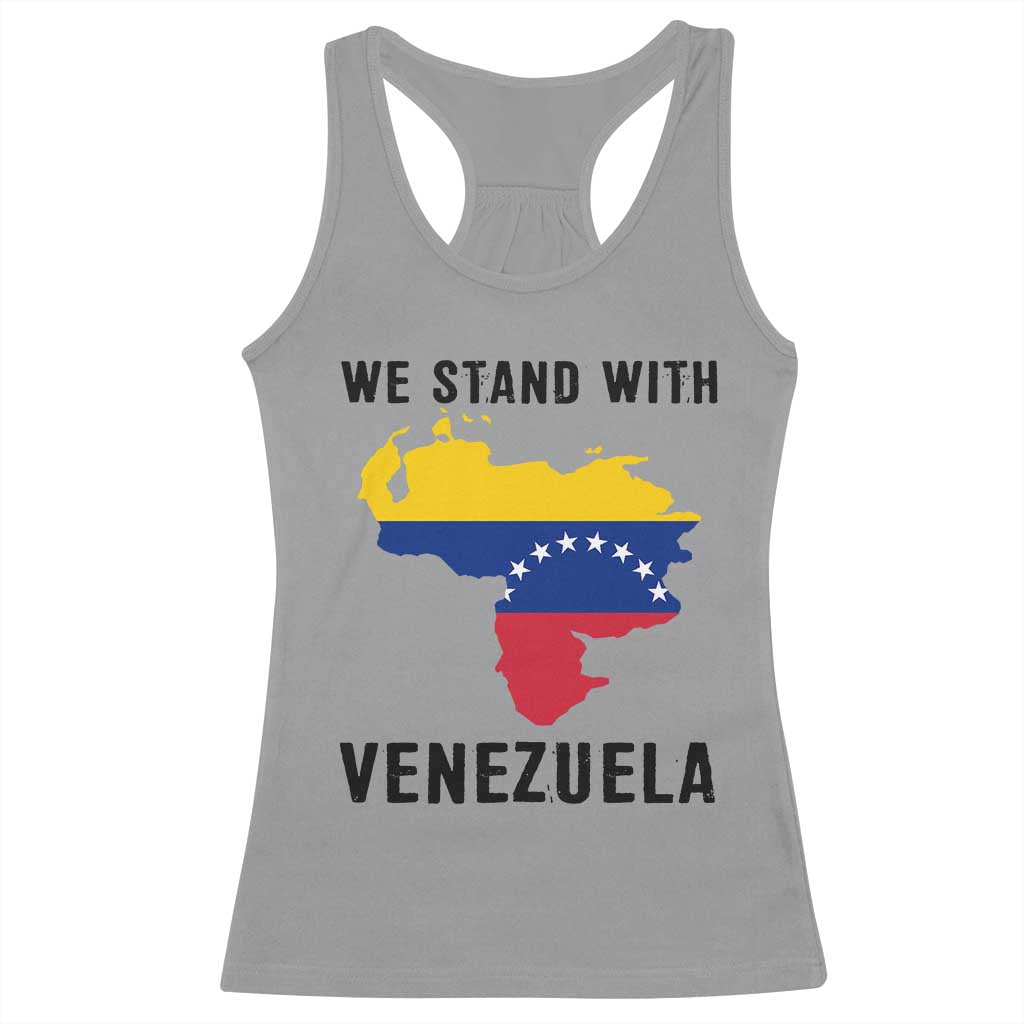 We Stand With Venezuela Racerback Tank Top Venezuelan Flag Unity Graphic TS02 Sport Gray Print Your Wear