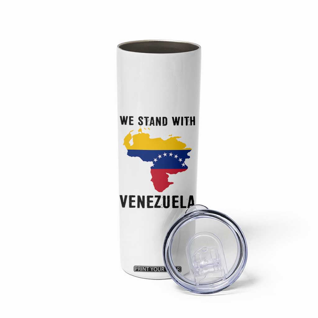 We Stand With Venezuela Skinny Tumbler Venezuelan Flag Unity Graphic TS02 Print Your Wear