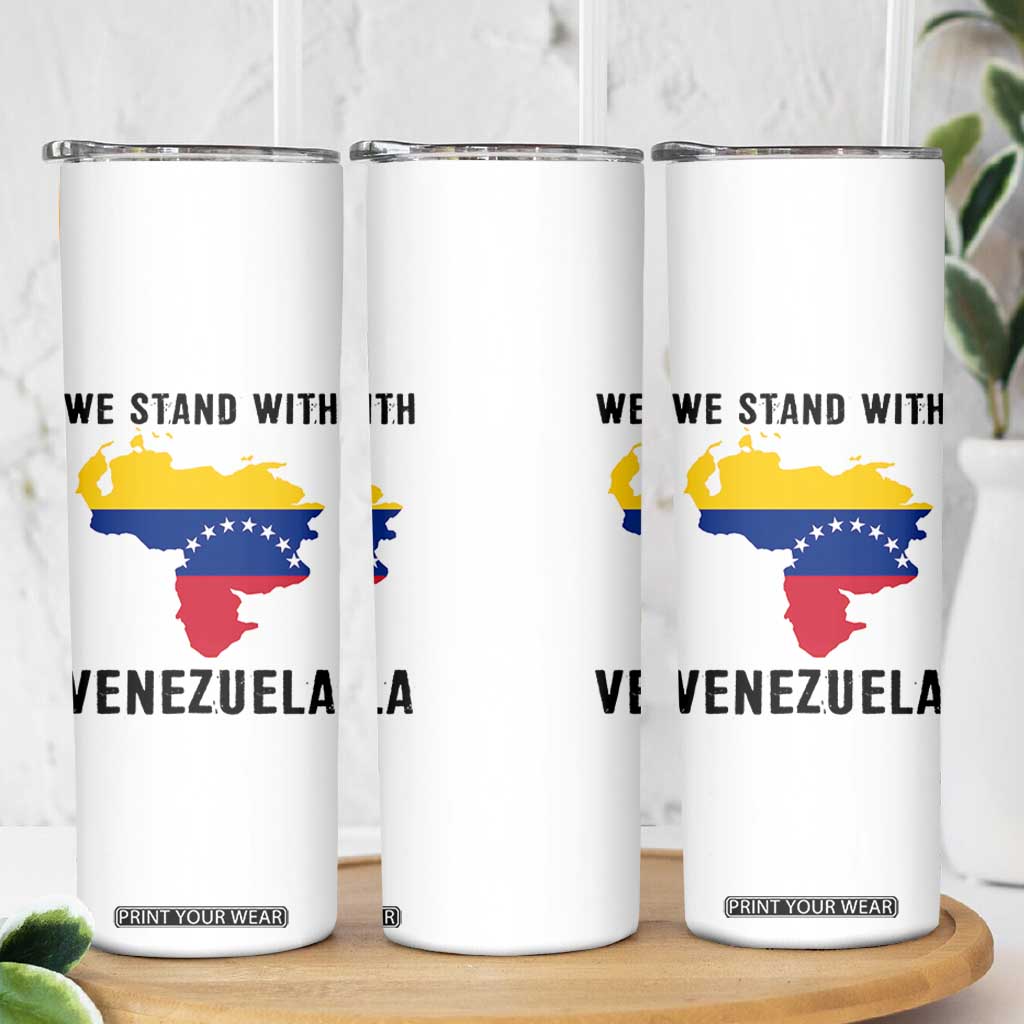 We Stand With Venezuela Skinny Tumbler Venezuelan Flag Unity Graphic TS02 Print Your Wear