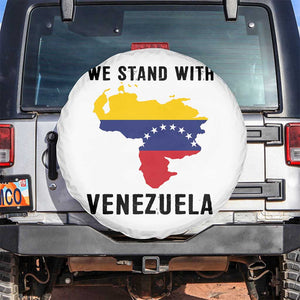 We Stand With Venezuela Spare Tire Cover Venezuelan Flag Unity Graphic TS02 No hole White Print Your Wear