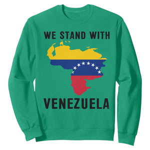 We Stand With Venezuela Sweatshirt Venezuelan Flag Unity Graphic TS02 Irish Green Print Your Wear