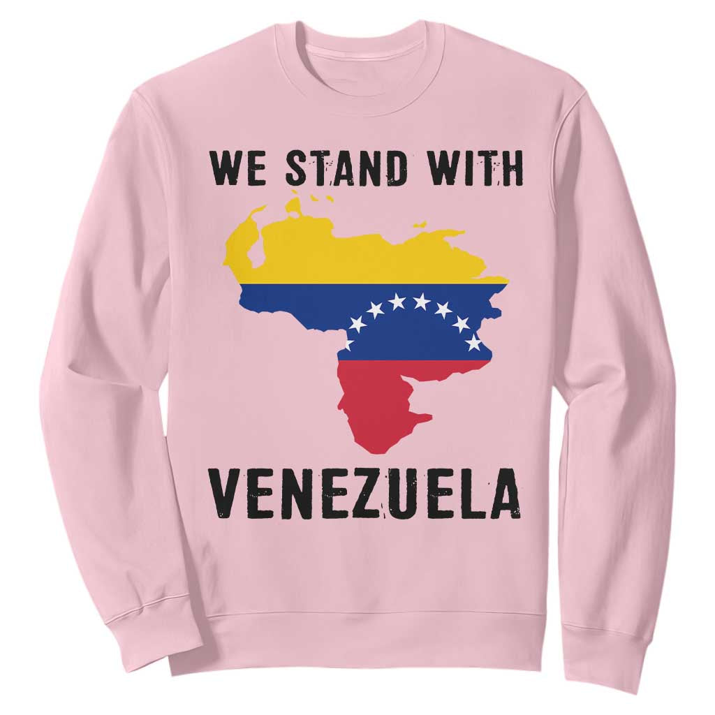 We Stand With Venezuela Sweatshirt Venezuelan Flag Unity Graphic TS02 Light Pink Print Your Wear