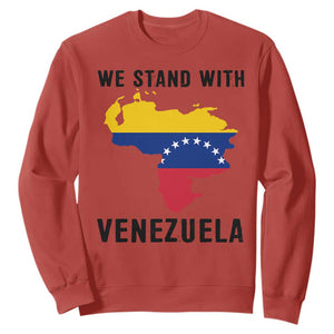 We Stand With Venezuela Sweatshirt Venezuelan Flag Unity Graphic TS02 Red Print Your Wear