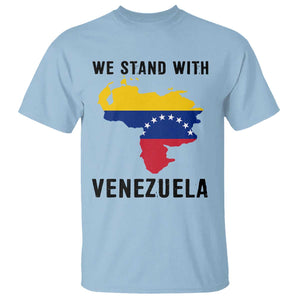 We Stand With Venezuela T Shirt Venezuelan Flag Unity Graphic TS02 Light Blue Print Your Wear
