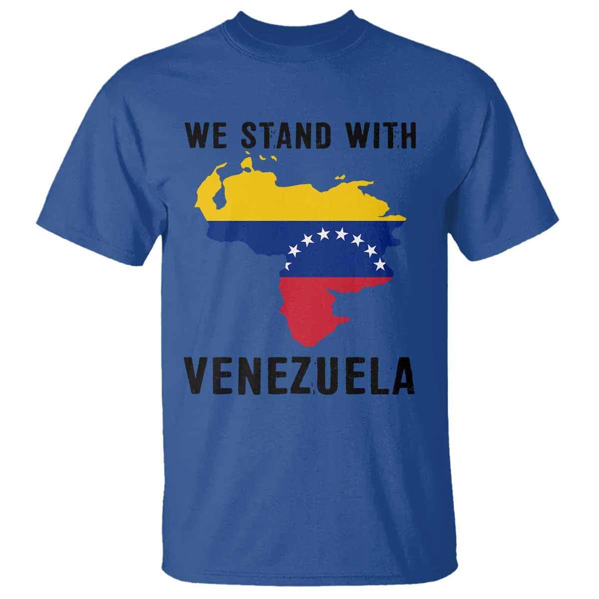 We Stand With Venezuela T Shirt Venezuelan Flag Unity Graphic TS02 Royal Blue Print Your Wear