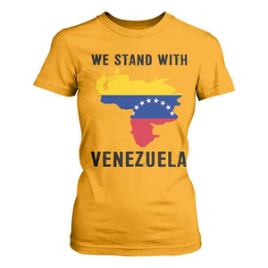We Stand With Venezuela T Shirt For Women Venezuelan Flag Unity Graphic TS02 Gold Print Your Wear