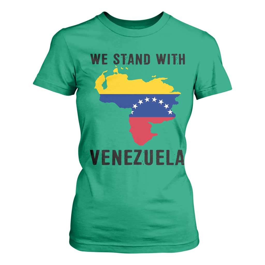 We Stand With Venezuela T Shirt For Women Venezuelan Flag Unity Graphic TS02 Irish Green Print Your Wear