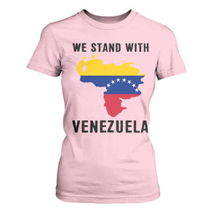 We Stand With Venezuela T Shirt For Women Venezuelan Flag Unity Graphic TS02 Light Pink Print Your Wear