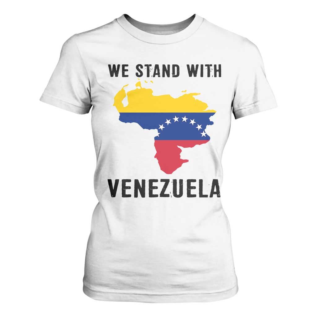 We Stand With Venezuela T Shirt For Women Venezuelan Flag Unity Graphic TS02 White Print Your Wear