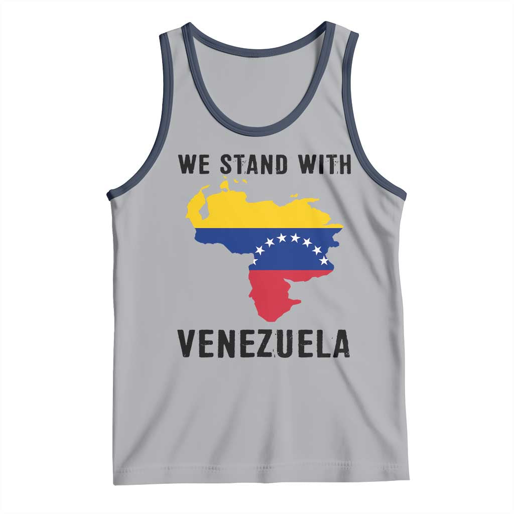 We Stand With Venezuela Tank Top Venezuelan Flag Unity Graphic TS02 Athletic Heather Navy Print Your Wear