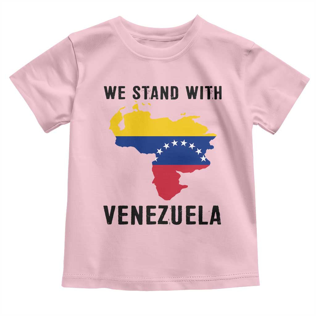 We Stand With Venezuela Toddler T Shirt Venezuelan Flag Unity Graphic TS02 Light Pink Print Your Wear