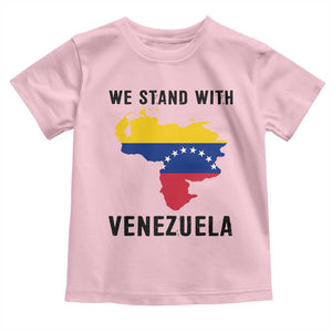 We Stand With Venezuela Toddler T Shirt Venezuelan Flag Unity Graphic TS02 Light Pink Print Your Wear