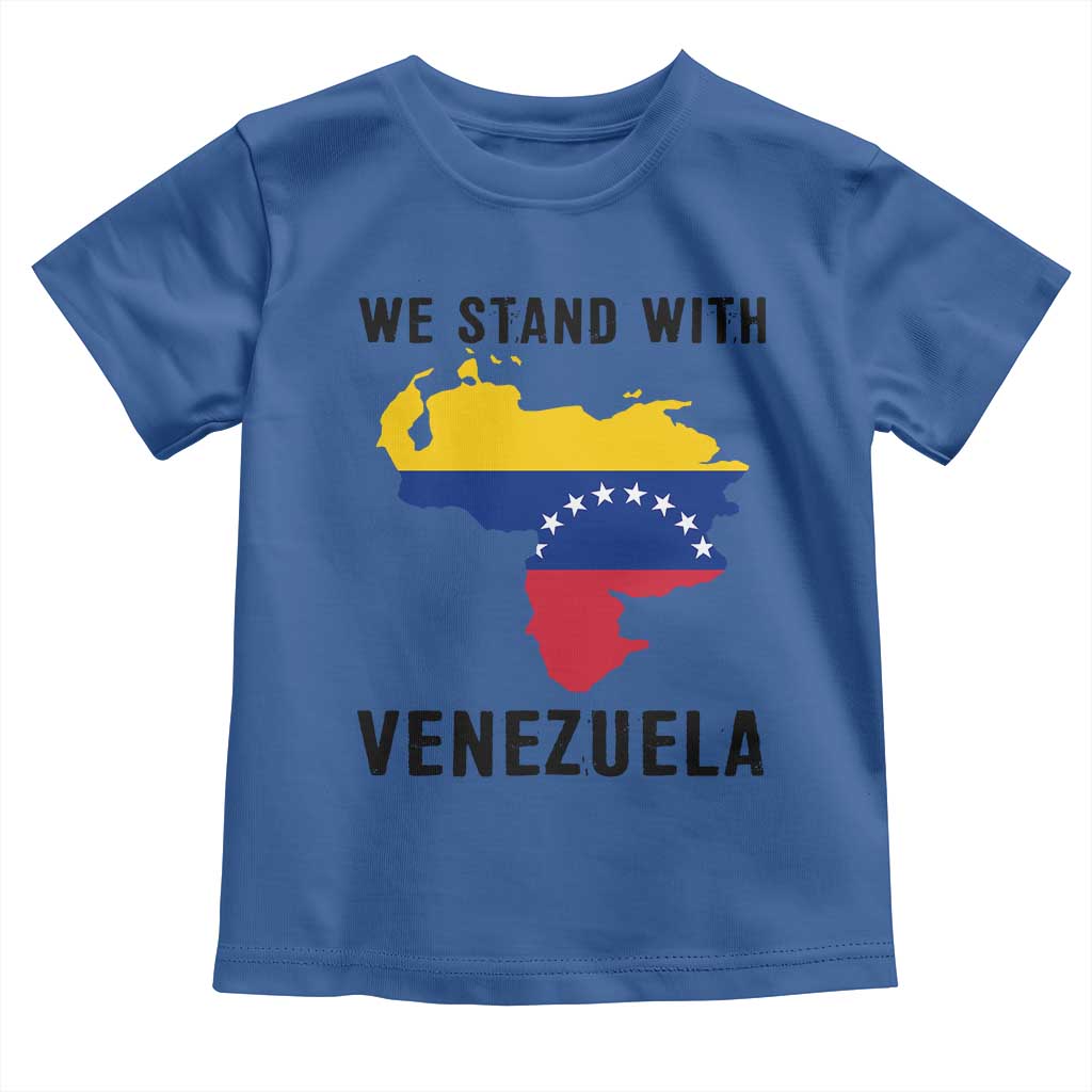 We Stand With Venezuela Toddler T Shirt Venezuelan Flag Unity Graphic TS02 Royal Blue Print Your Wear