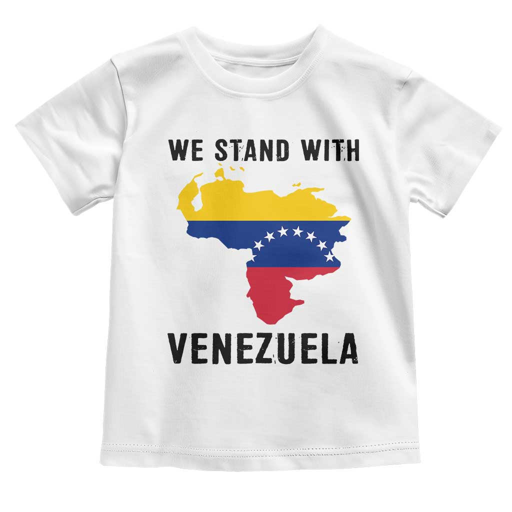 We Stand With Venezuela Toddler T Shirt Venezuelan Flag Unity Graphic TS02 White Print Your Wear