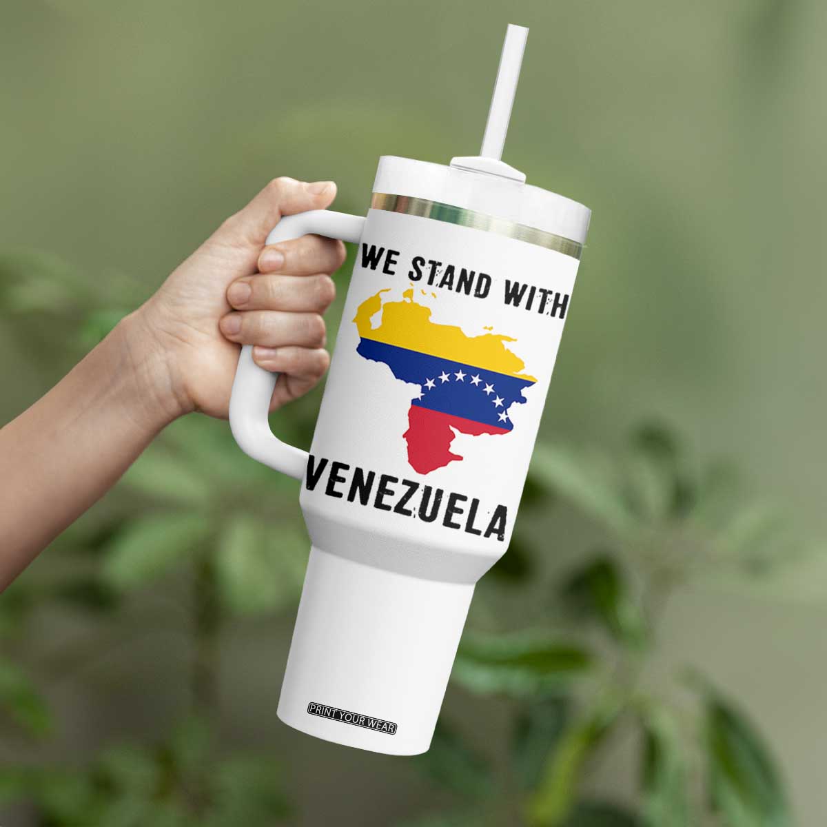 We Stand With Venezuela Tumbler With Handle Venezuelan Flag Unity Graphic TS02 Print Your Wear