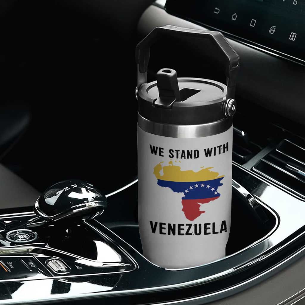 We Stand With Venezuela Flip Straw Tumbler Venezuelan Flag Unity Graphic TS02 Print Your Wear