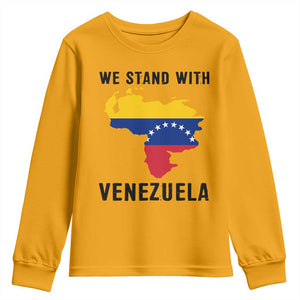 We Stand With Venezuela Youth Sweatshirt Venezuelan Flag Unity Graphic TS02 Gold Print Your Wear