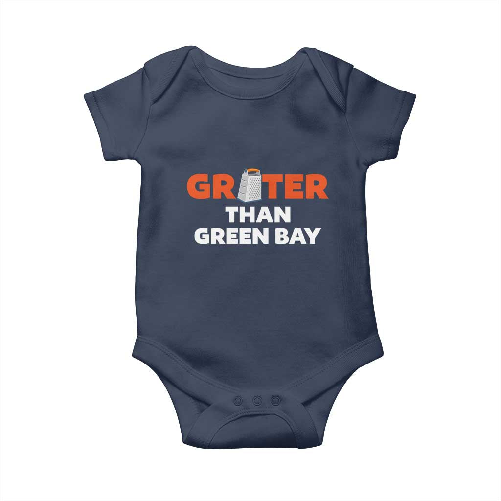 Funny Greater Than Green Bay Rivalry Baby Onesie Cheese Grater TS02 Navy Print Your Wear