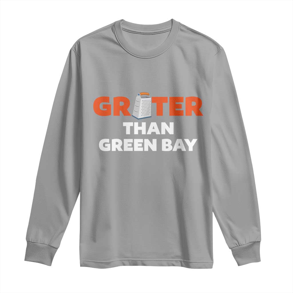 Funny Greater Than Green Bay Rivalry Long Sleeve Shirt Cheese Grater TS02 Sport Gray Print Your Wear