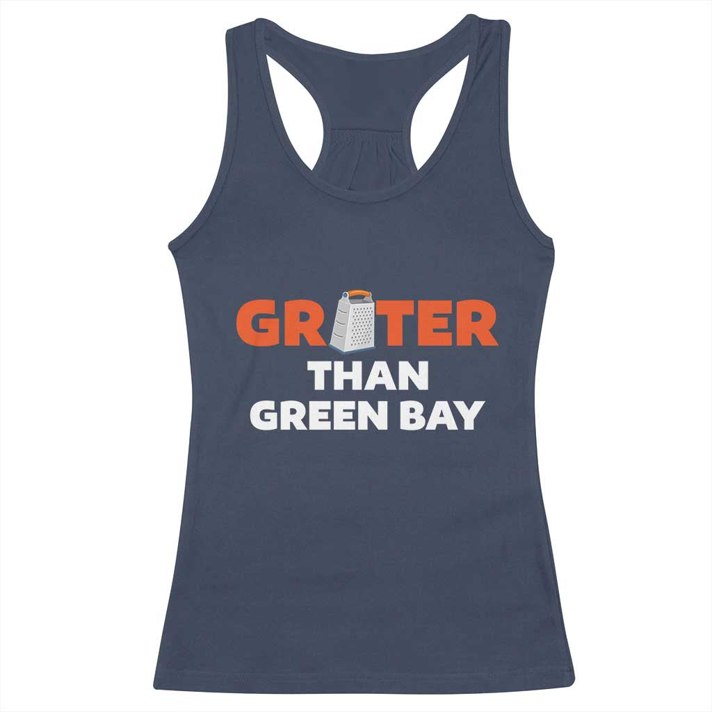 Funny Greater Than Green Bay Rivalry Racerback Tank Top Cheese Grater TS02 Navy Print Your Wear