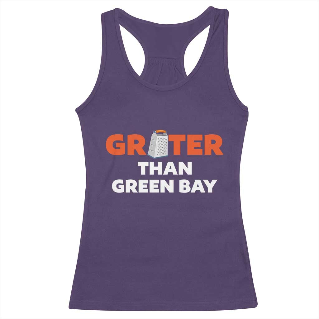 Funny Greater Than Green Bay Rivalry Racerback Tank Top Cheese Grater TS02 Purple Print Your Wear