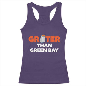 Funny Greater Than Green Bay Rivalry Racerback Tank Top Cheese Grater TS02 Purple Print Your Wear