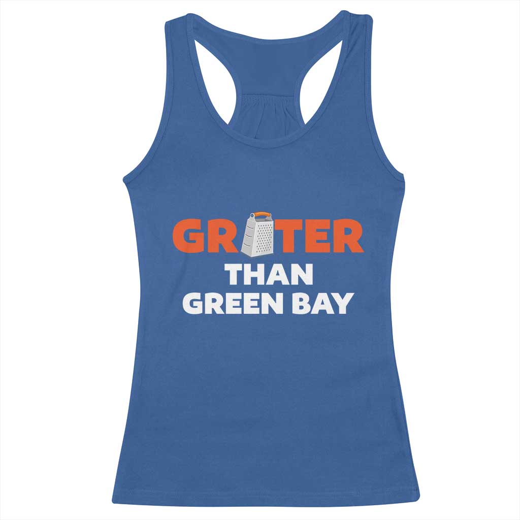 Funny Greater Than Green Bay Rivalry Racerback Tank Top Cheese Grater TS02 Royal Blue Print Your Wear