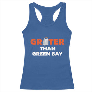 Funny Greater Than Green Bay Rivalry Racerback Tank Top Cheese Grater TS02 Royal Blue Print Your Wear