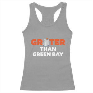 Funny Greater Than Green Bay Rivalry Racerback Tank Top Cheese Grater TS02 Sport Gray Print Your Wear
