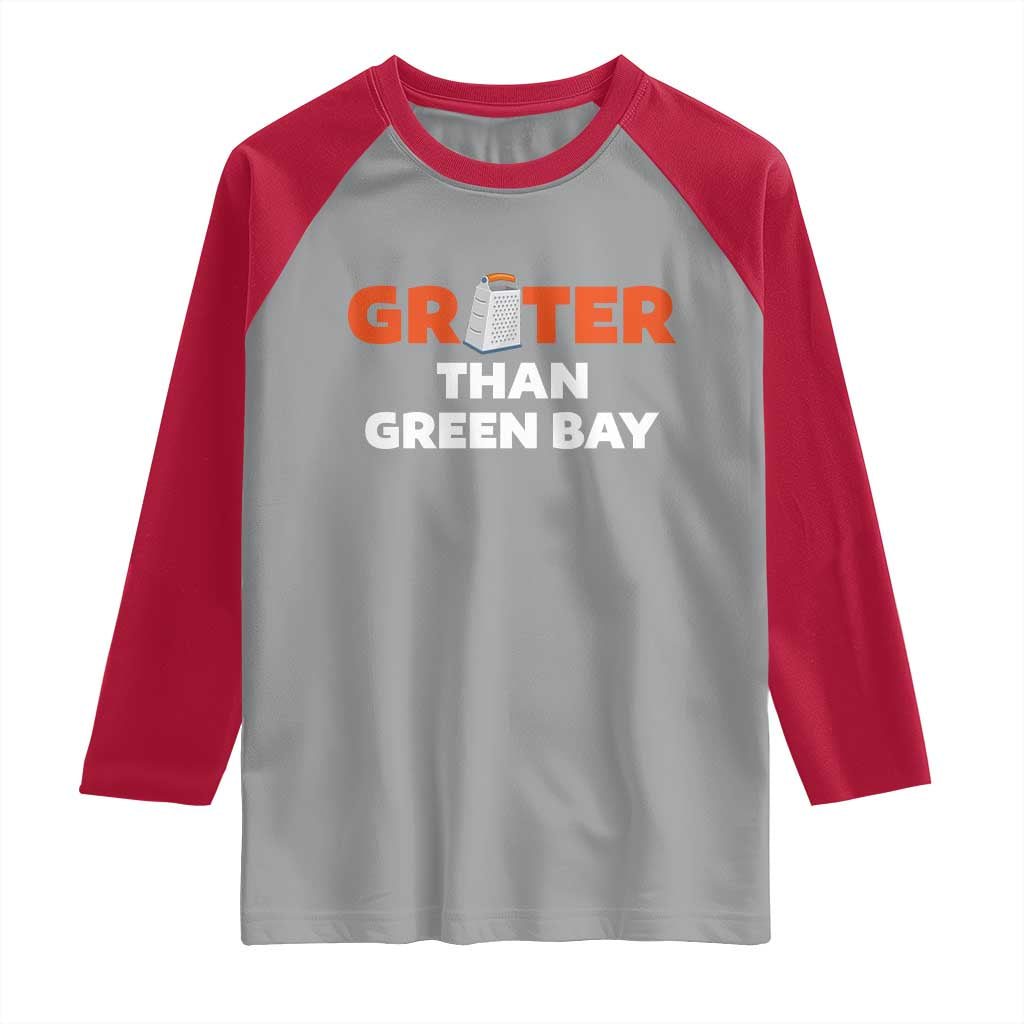 Funny Greater Than Green Bay Rivalry Raglan Shirt Cheese Grater TS02 Sport Gray Red Print Your Wear