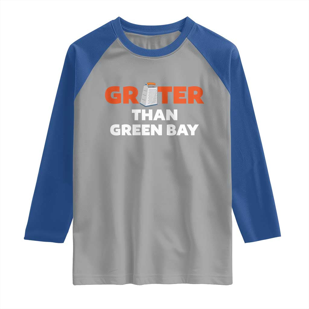 Funny Greater Than Green Bay Rivalry Raglan Shirt Cheese Grater TS02 Sport Gray Royal Print Your Wear