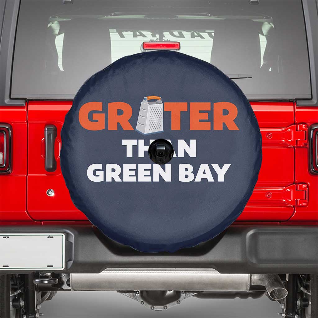 Funny Greater Than Green Bay Rivalry Spare Tire Cover Cheese Grater TS02 Navy Print Your Wear