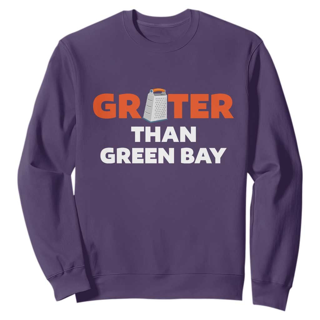 Funny Greater Than Green Bay Rivalry Sweatshirt Cheese Grater TS02 Purple Print Your Wear