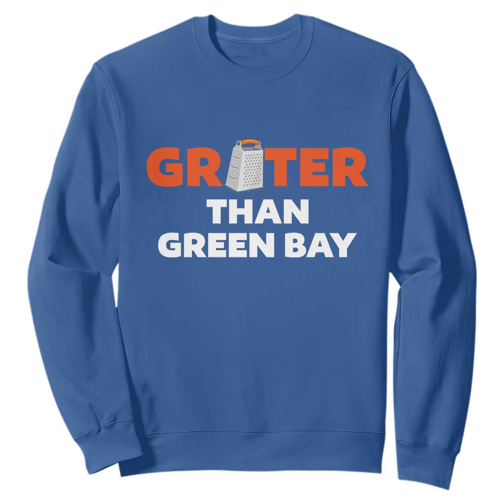 Funny Greater Than Green Bay Rivalry Sweatshirt Cheese Grater TS02 Royal Blue Print Your Wear