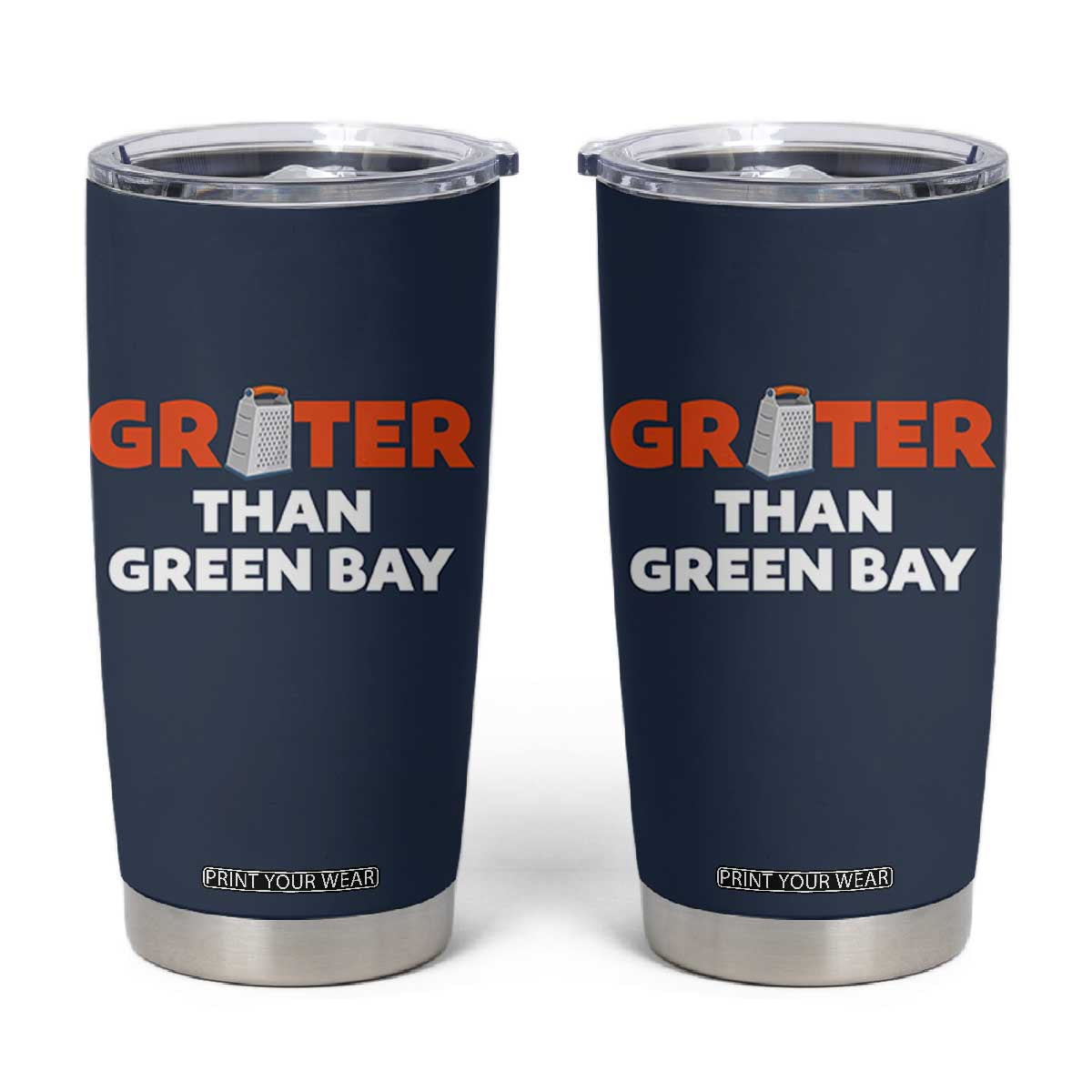 Funny Greater Than Green Bay Rivalry Tumbler Cup Cheese Grater TS02 Navy Print Your Wear