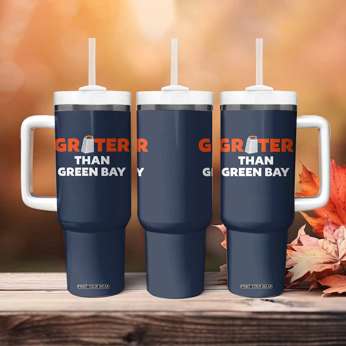 Funny Greater Than Green Bay Rivalry Tumbler With Handle Cheese Grater TS02 Print Your Wear