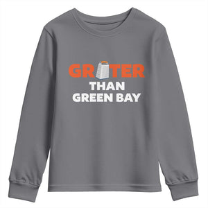 Funny Greater Than Green Bay Rivalry Youth Sweatshirt Cheese Grater TS02 Charcoal Print Your Wear