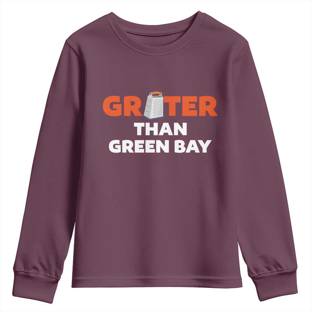 Funny Greater Than Green Bay Rivalry Youth Sweatshirt Cheese Grater TS02 Maroon Print Your Wear