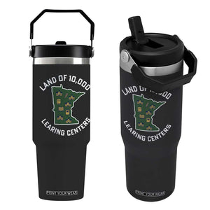 Land of 10000 Learing Centers Funny Minnesota Meme Flip Straw Tumbler Viral Education Typo Parody TS02 One Size: 30 oz Black Print Your Wear