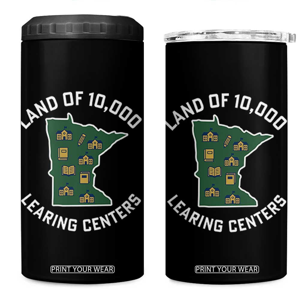 Land of 10000 Learing Centers Funny Minnesota Meme 4 in 1 Can Cooler Tumbler Viral Education Typo Parody TS02 One Size: 16 oz Black Print Your Wear