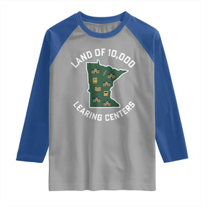 Land of 10000 Learing Centers Funny Minnesota Meme Raglan Shirt Viral Education Typo Parody TS02 Sport Gray Royal Print Your Wear