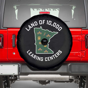 Land of 10000 Learing Centers Funny Minnesota Meme Spare Tire Cover Viral Education Typo Parody TS02 Black Print Your Wear