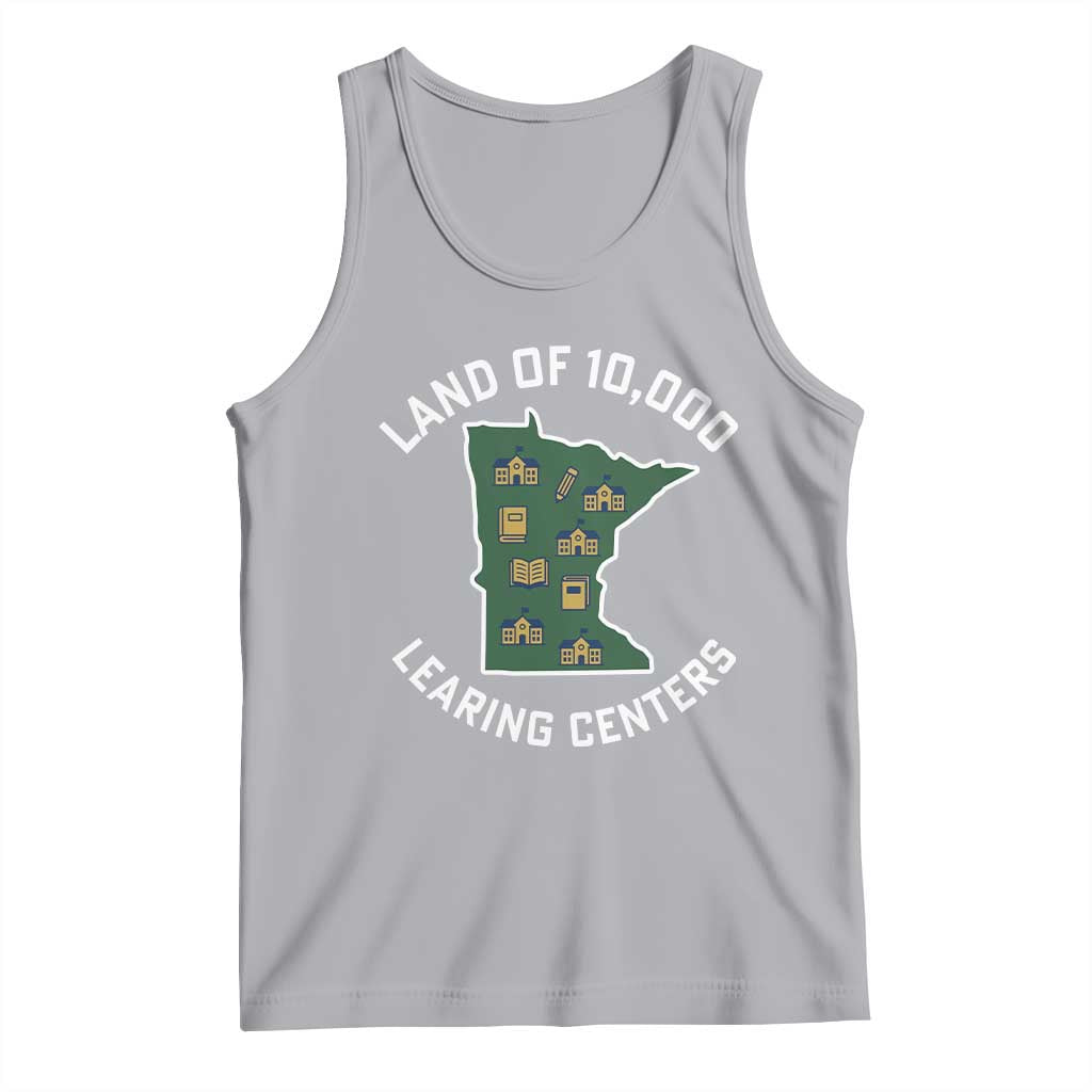 Land of 10000 Learing Centers Funny Minnesota Meme Tank Top Viral Education Typo Parody TS02 Athletic Heather Print Your Wear